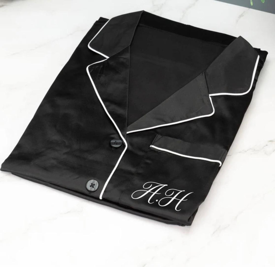 Black satin pjs Sale